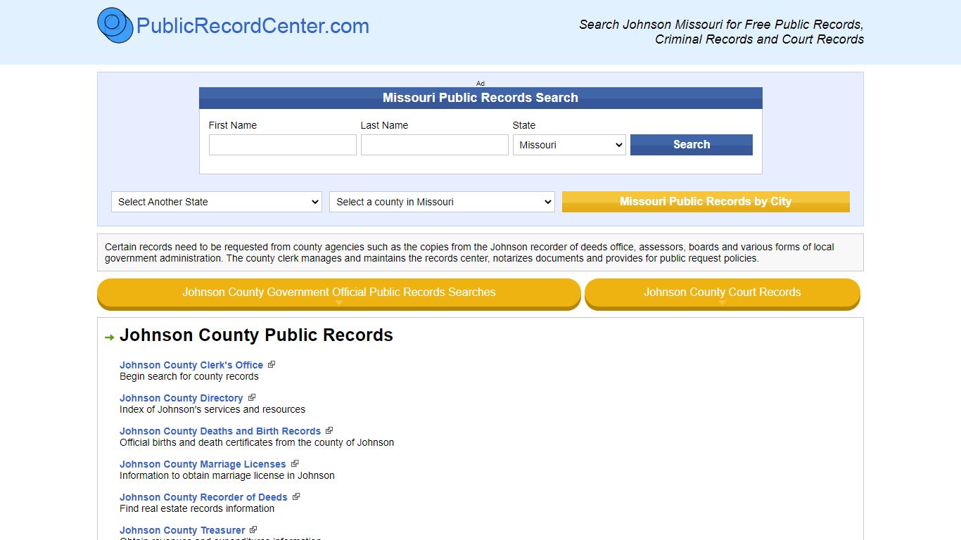 Johnson County Missouri Free Public Records - Court ...
